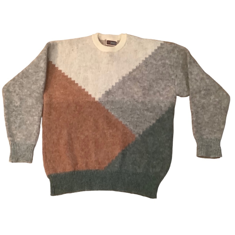 Geometric Colorblock Crewneck Sweater - Multicolor